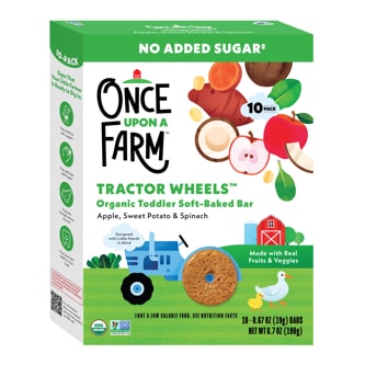 Once Upon A Farm Tractor Wheels Organic Toddler Soft-Baked Bar, Apple, Sweet Potato & Spinach