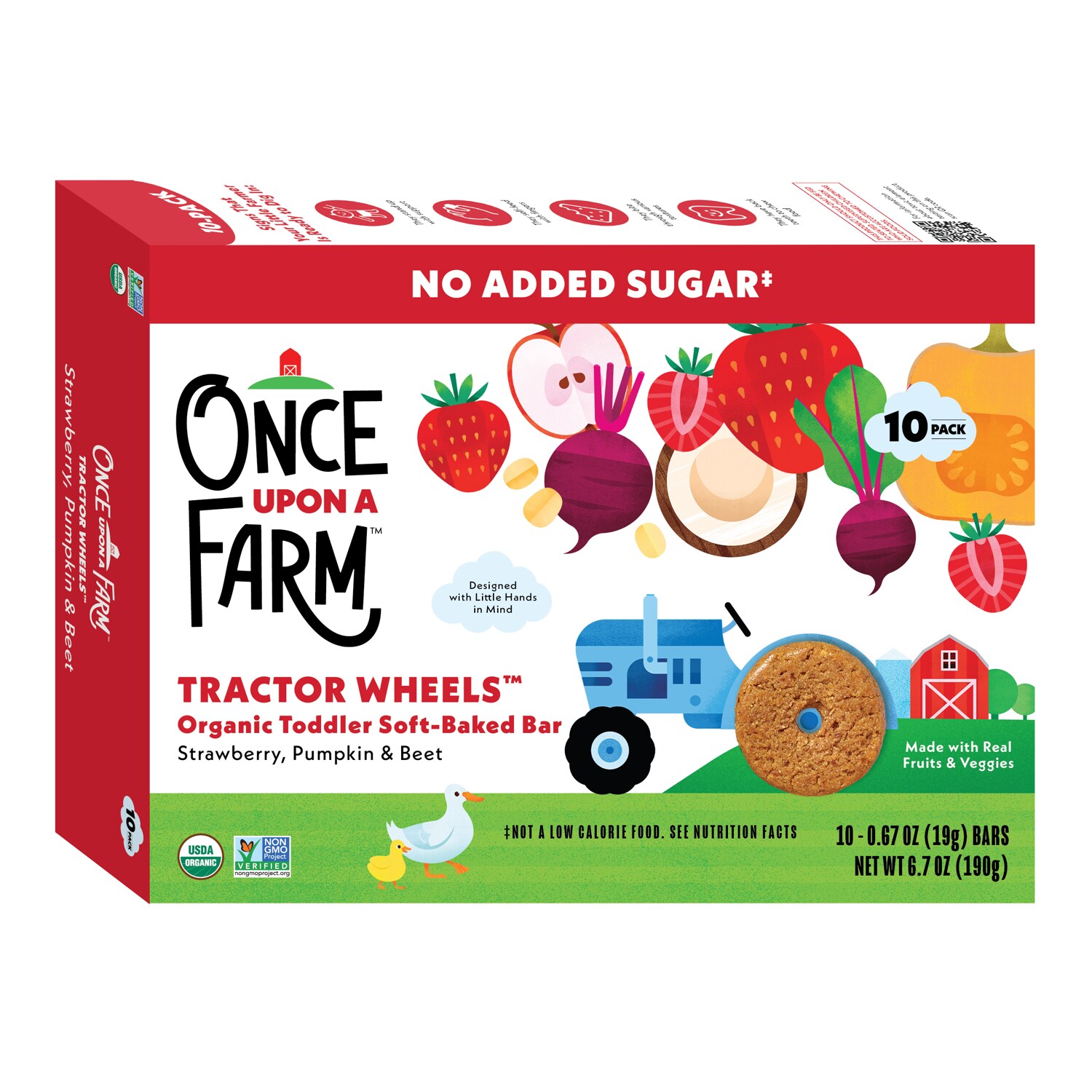 Once Upon A Farm Tractor Wheels Organic Toddler Soft-Baked Bar, Strawberry, Pumpkin & Beet 