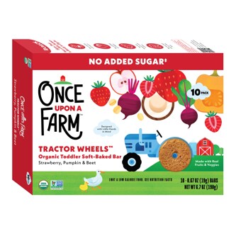 Once Upon A Farm Tractor Wheels Organic Toddler Soft-Baked Bar, Strawberry, Pumpkin & Beet 
