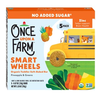 Once Upon A Farm Smart Wheels Organic Toddler Soft-Baked Bar, Pineapple & Greens