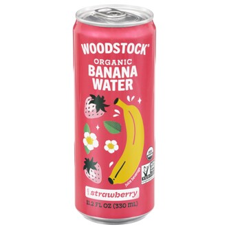Woodstock Organic Banana Water, Strawberry Flavor, Can