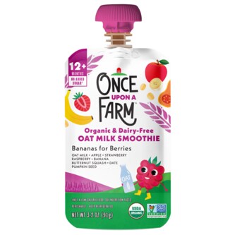 Once Upon A Farm Organic & Dairy Free Oat Milk Smoothie, Bananas for Berries