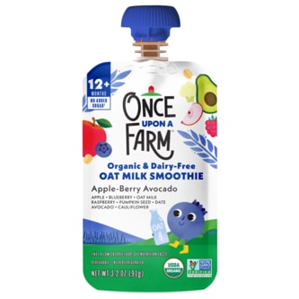 Once Upon a Farm Bananas for Berries Organic & Dairy Free Oat Milk Smoothie, Apple-Berry Avocado