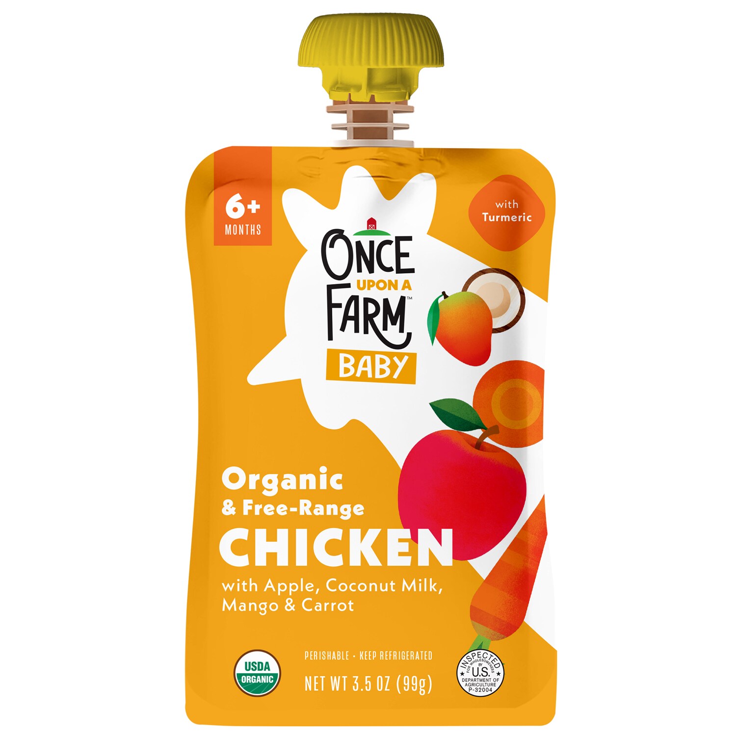 Once Upon a Farm Organic and Free-Range Chicken Apple Coconut Milk Mango and Carrot Baby Food Pouch