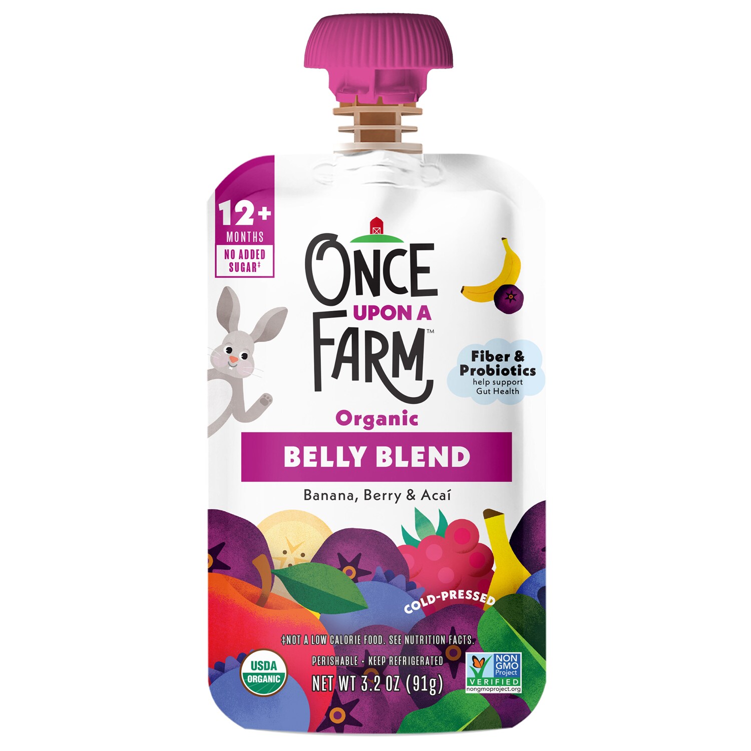 Once Upon A Farm Organic Belly Blend, Banana Berry & Acai