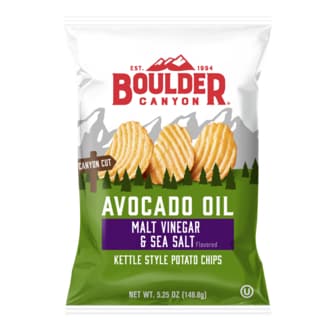 Boulder Canyon Kettle Style Potato Chips, Malt Vinegar & Sea Salt with Avocado Oil