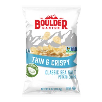 Boulder Canyon Thin & Crispy Potato Chips, Classic Sea Salt with Avocado Oil