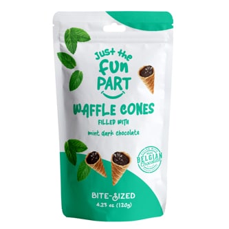 Just The Fun Part Bite-Sized Mini Waffle Cones, Dark Chocolate