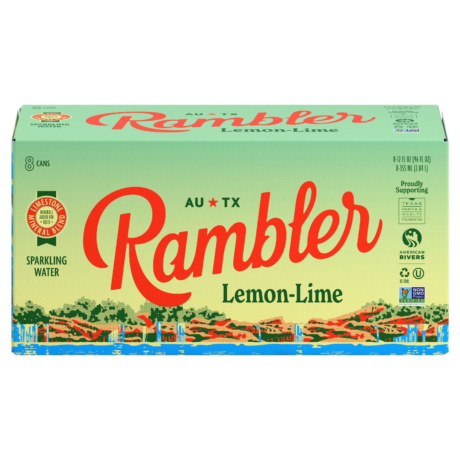Rambler Sparkling Mineral Water, Lemon-Lime, Cans