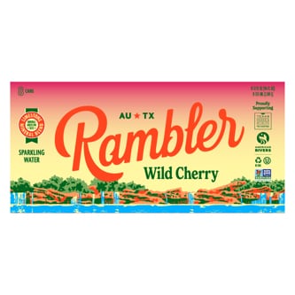 Rambler Sparkling Mineral Water, Wild Cherry, Cans