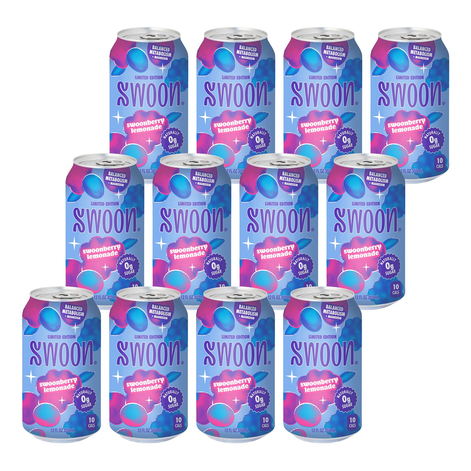 Swoon Zero Sugar Swoonberry Lemonade, Cans, Case