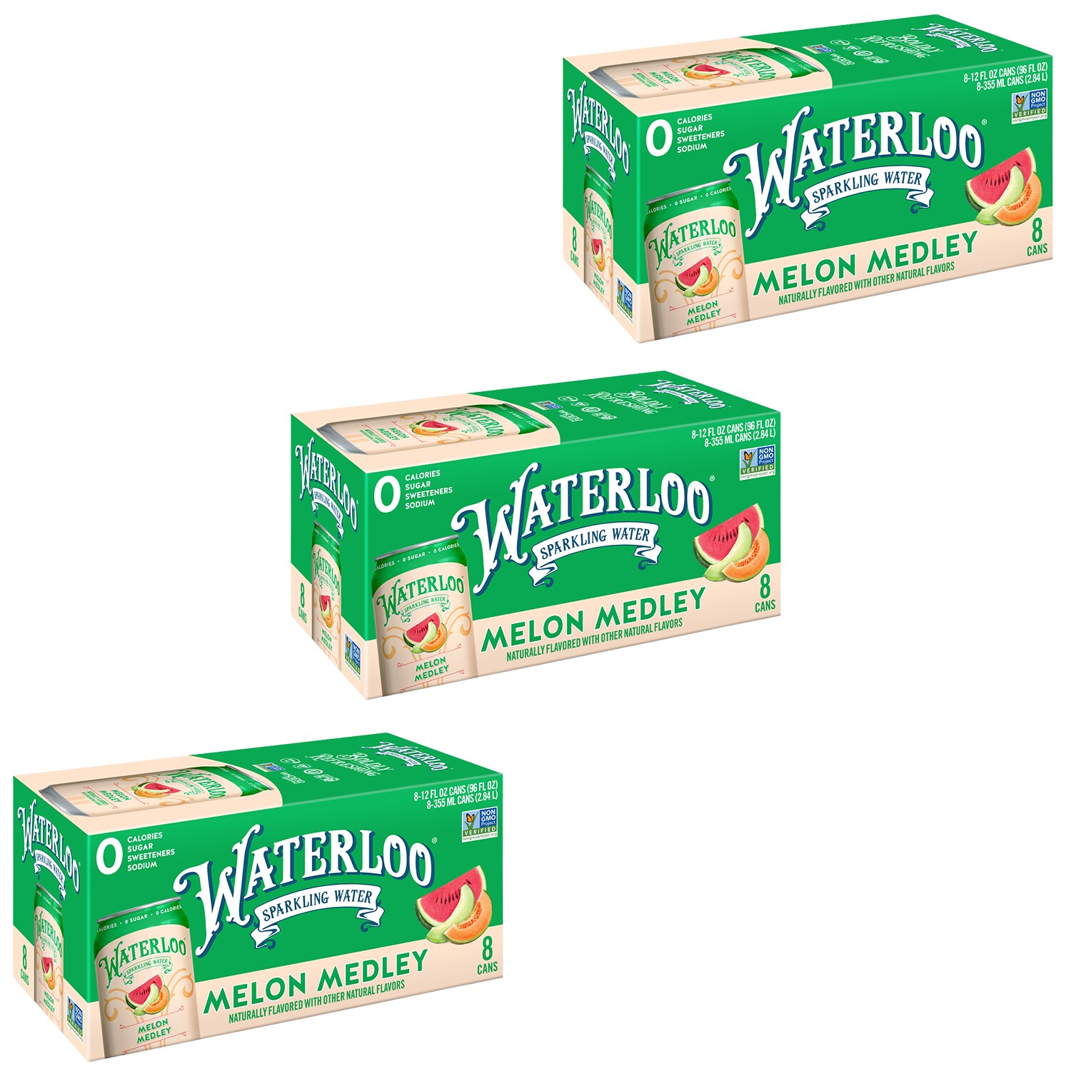 Waterloo Sparkling Water, Melon Medley, Cans, Case 
