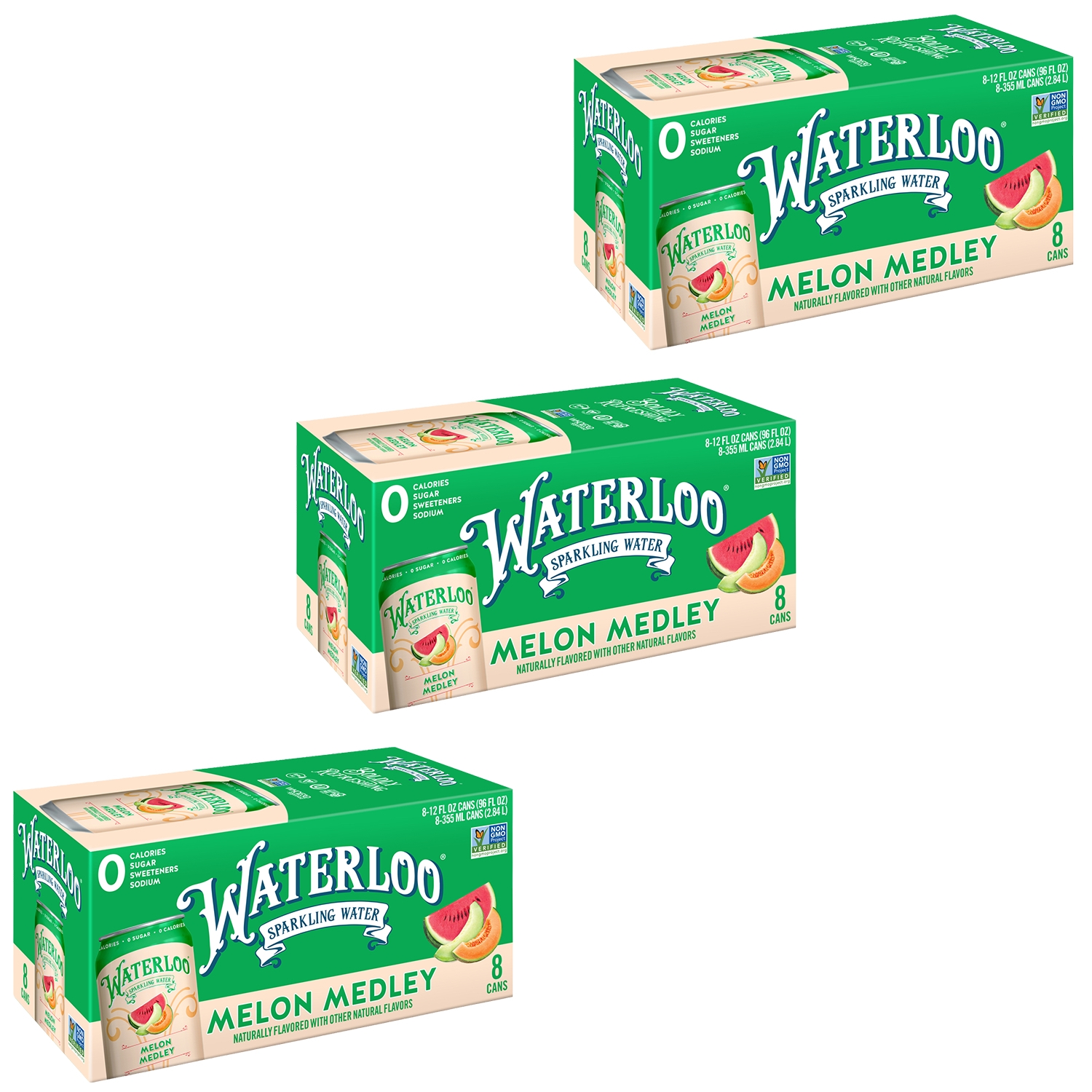 Waterloo Sparkling Water, Melon Medley, Cans, Case