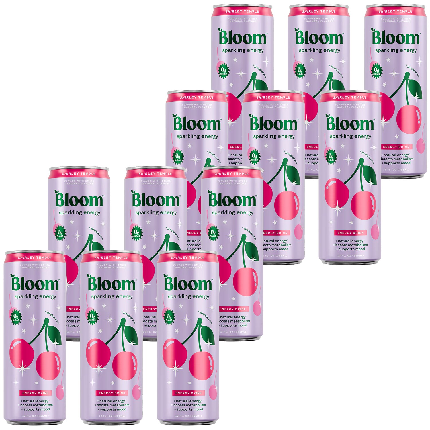 Bloom Sparkling Energy Drink, Shirley Temple, Can, Case