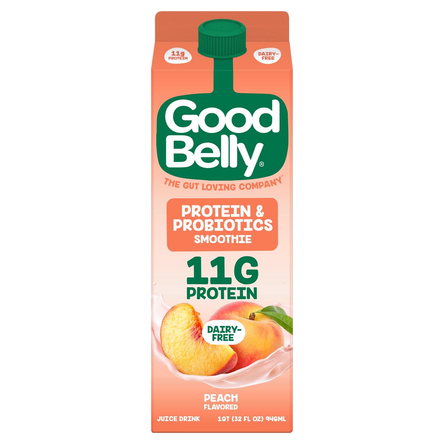Goodbelly Protein & Probiotic Smoothie, Peach