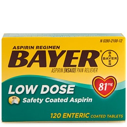 Bayer Aspirin (NSAID) Pain Reliever Tablets, Low Dose, 81mg