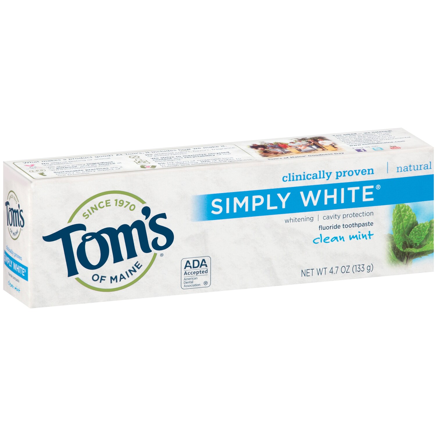 Tom's of Maine Simply White Flouride Gel Toothpaste, Sweet Mint