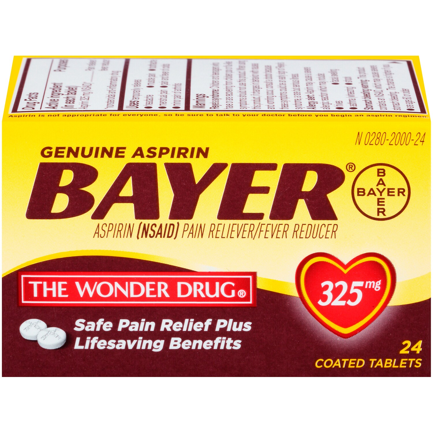 Bayer Aspirin, Regular Dose, 325mg Tablets