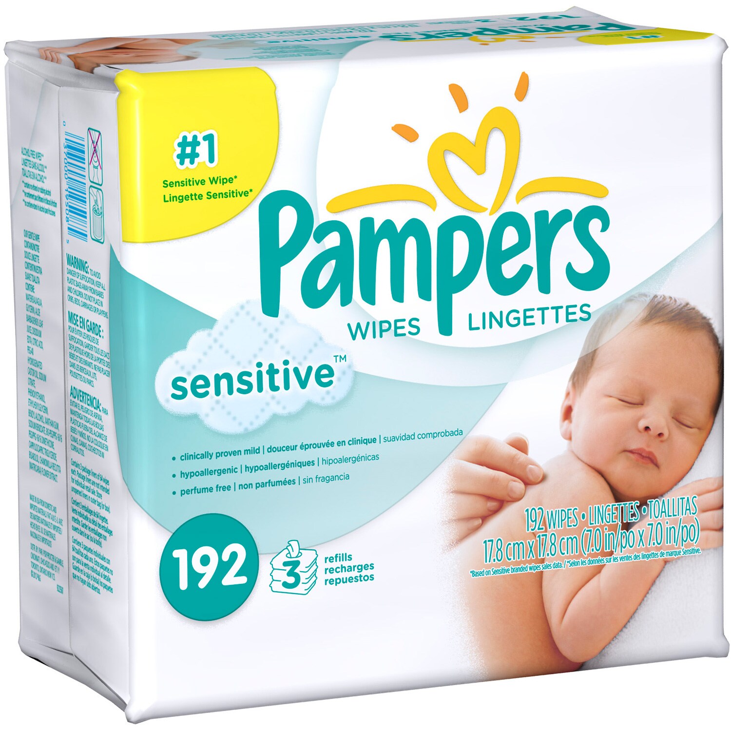 Pampers Sensitive Wipes, 3x Refill 