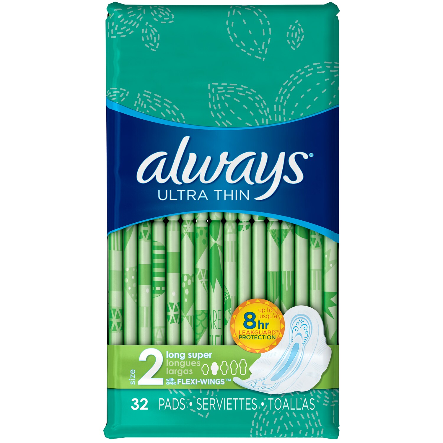 Always Ultra Thin Pads, Size 2 Long Super With Wings