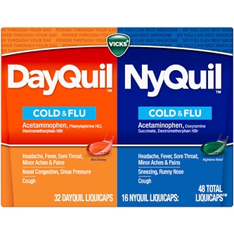 Vicks Dayquil and Nyquil Cold and Flu Relief Liquicaps Medicine Combo Pack