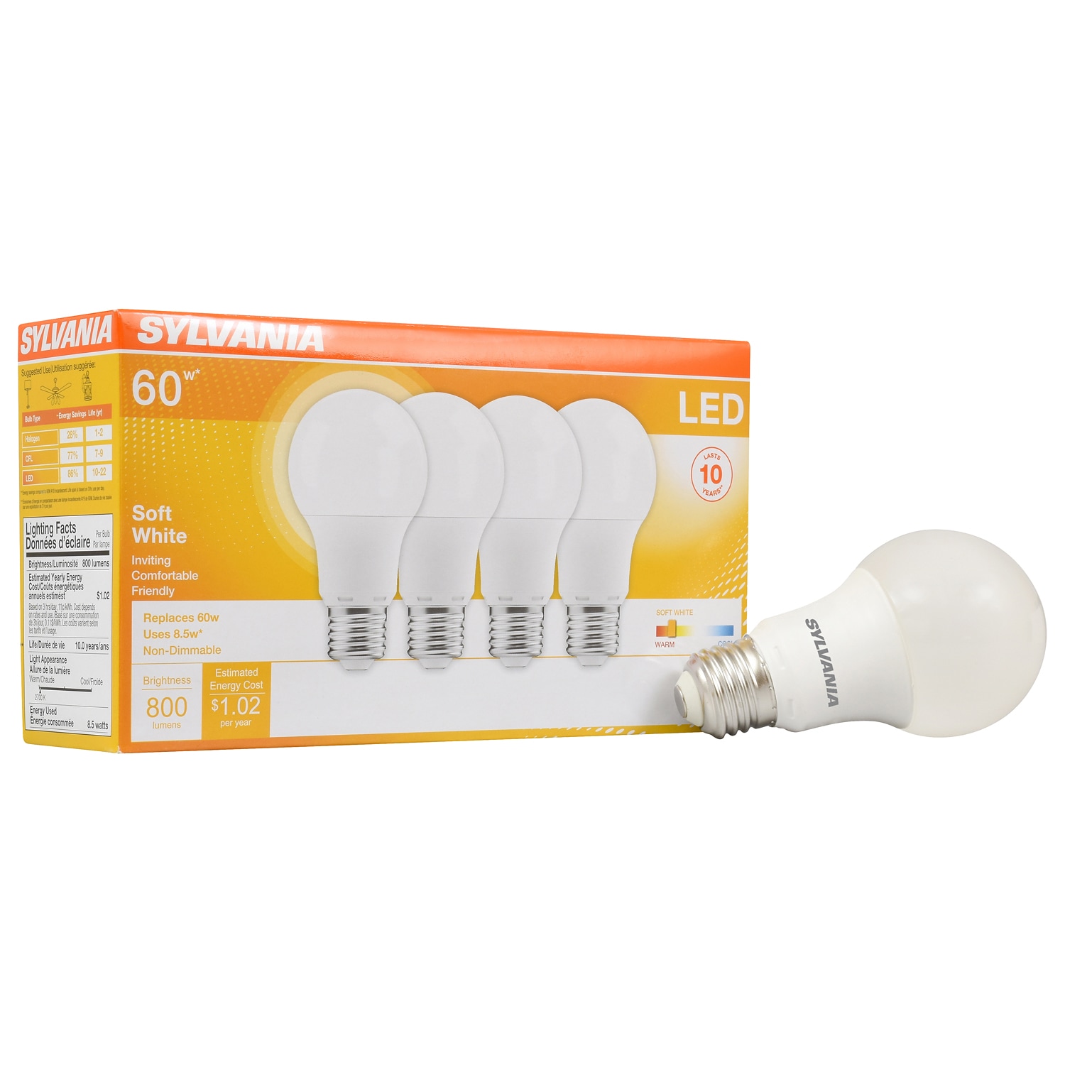 Sylvania LED Soft White Light Bulbs, 60W