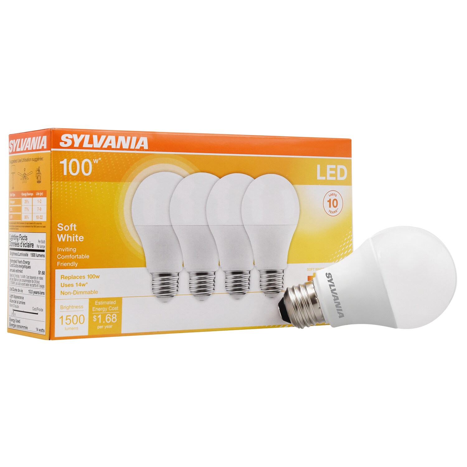 Sylvania LED Soft White Light Bulbs, 100W