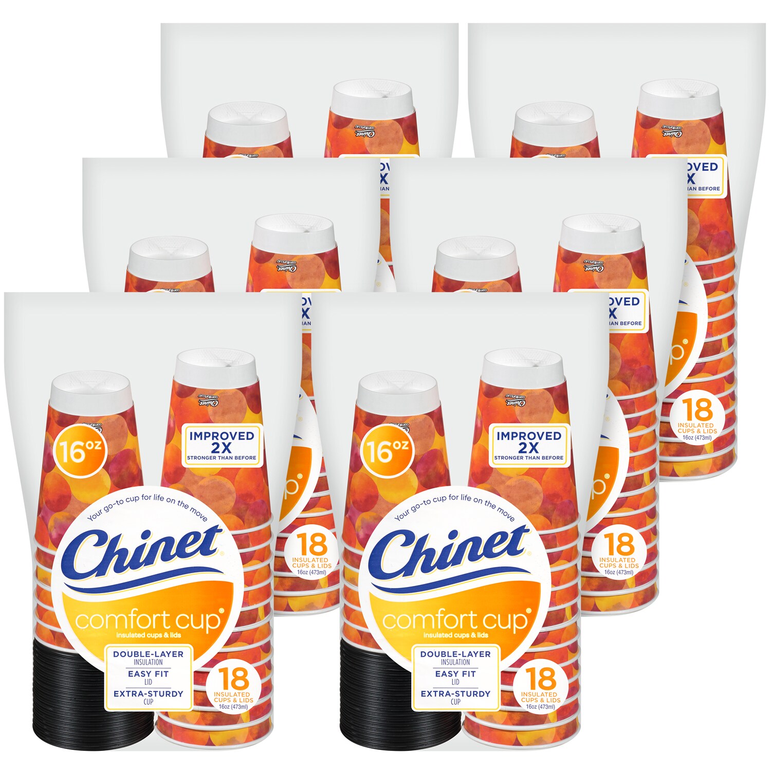 Chinet Comfort Cup with Lids, 16oz, Case