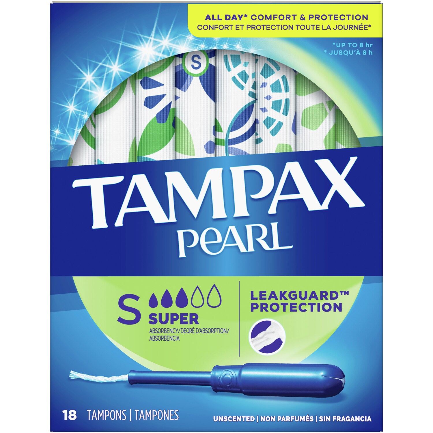 Tampax Pearl Plastic Tampons, Super, Unscented