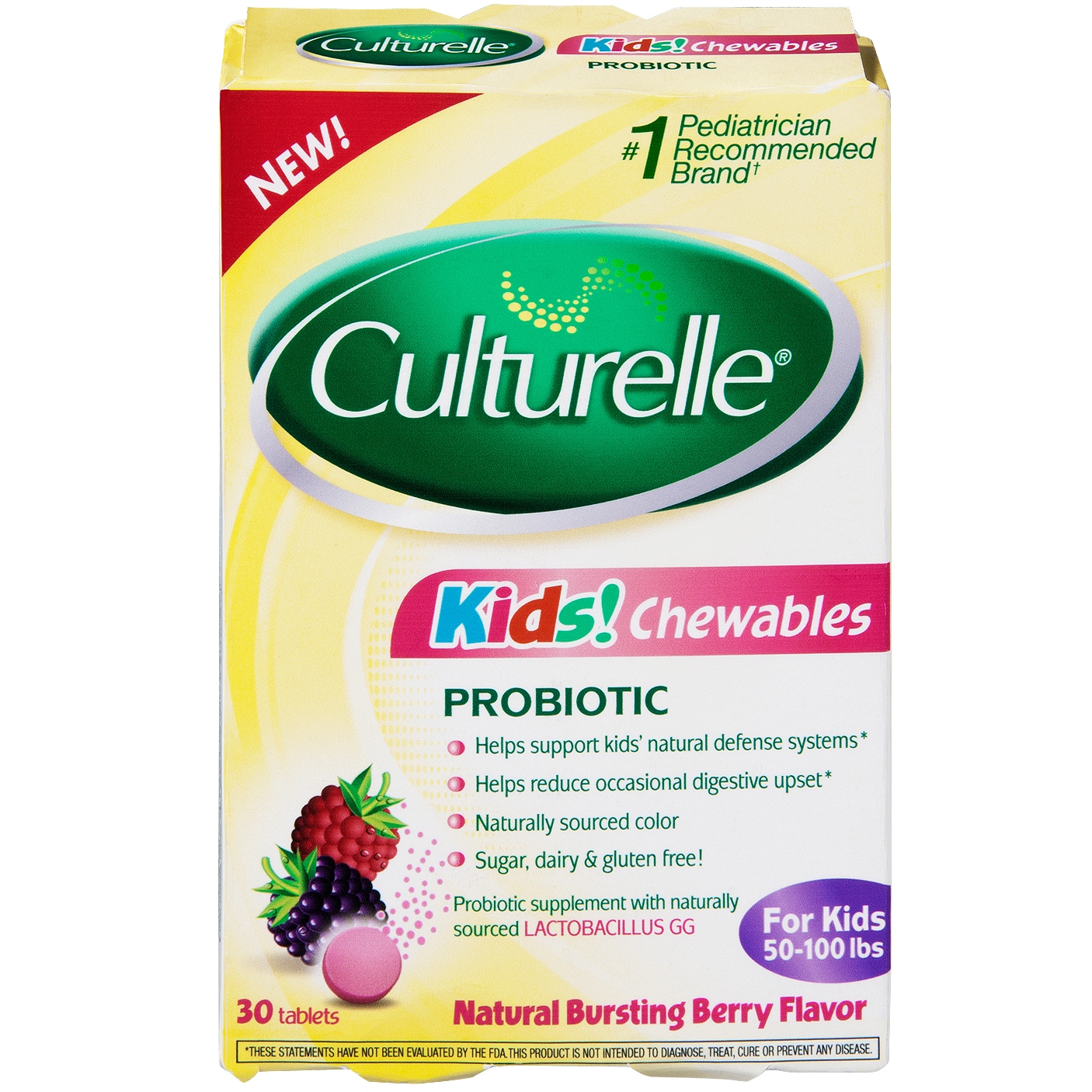 Culturelle Kids Probiotic Chewables, Natural Bursting Berry Flavor