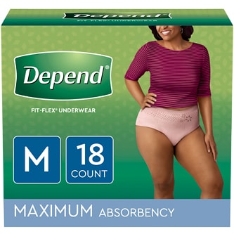 Depend Underwear with Fit-Flex Protection for Women, Maximum Absorbency, Small/Medium Size