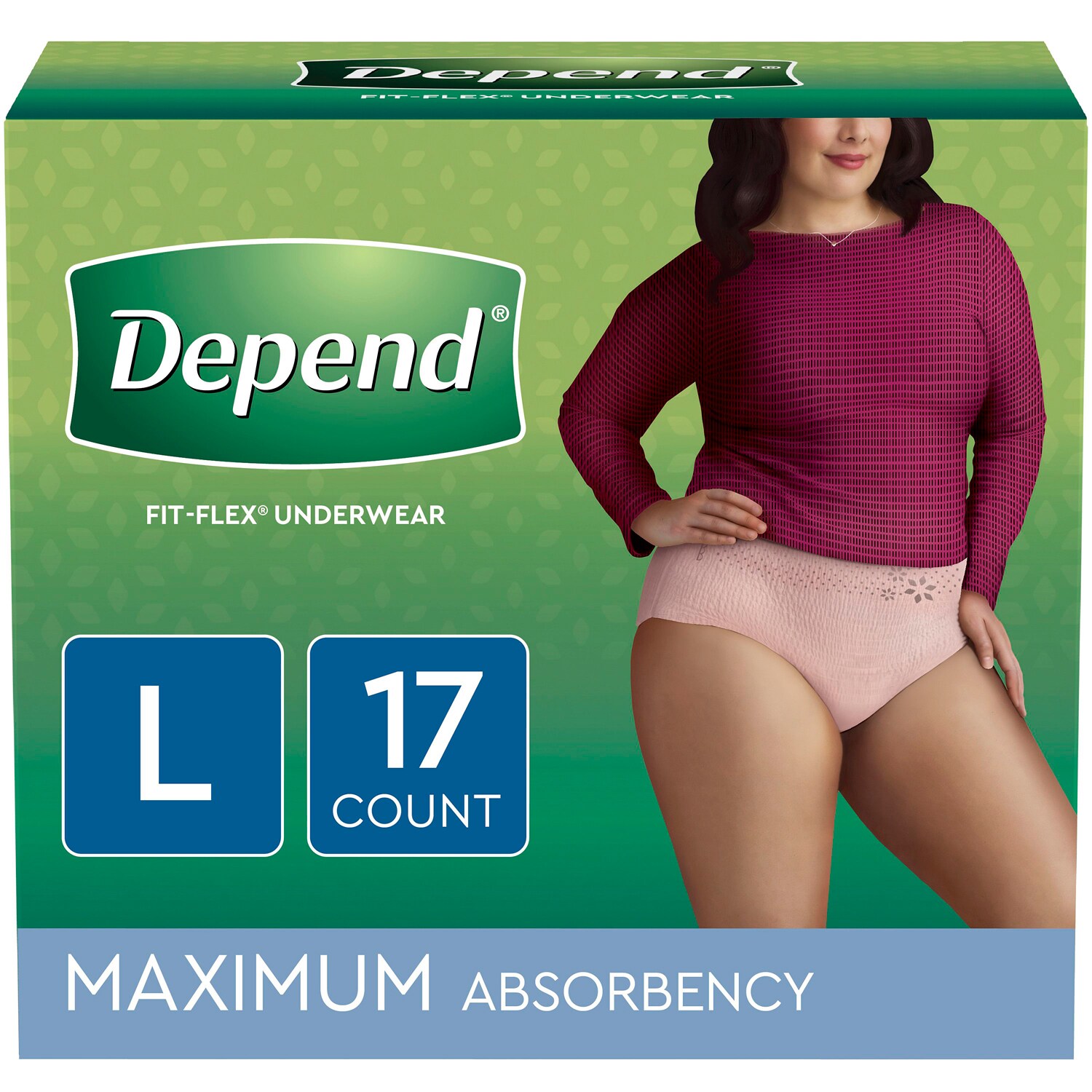 Depend Underwear with Fit-Flex Protection for Women, Maximum Absorbency, Large Size