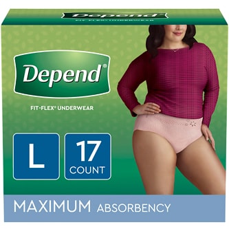 Depend Underwear with Fit-Flex Protection for Women, Maximum Absorbency, Large Size