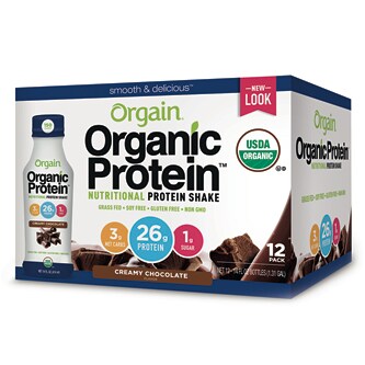 Orgain Organic Nutritional 26g Protein Shake, Creamy Chocolate Fudge, Cartons