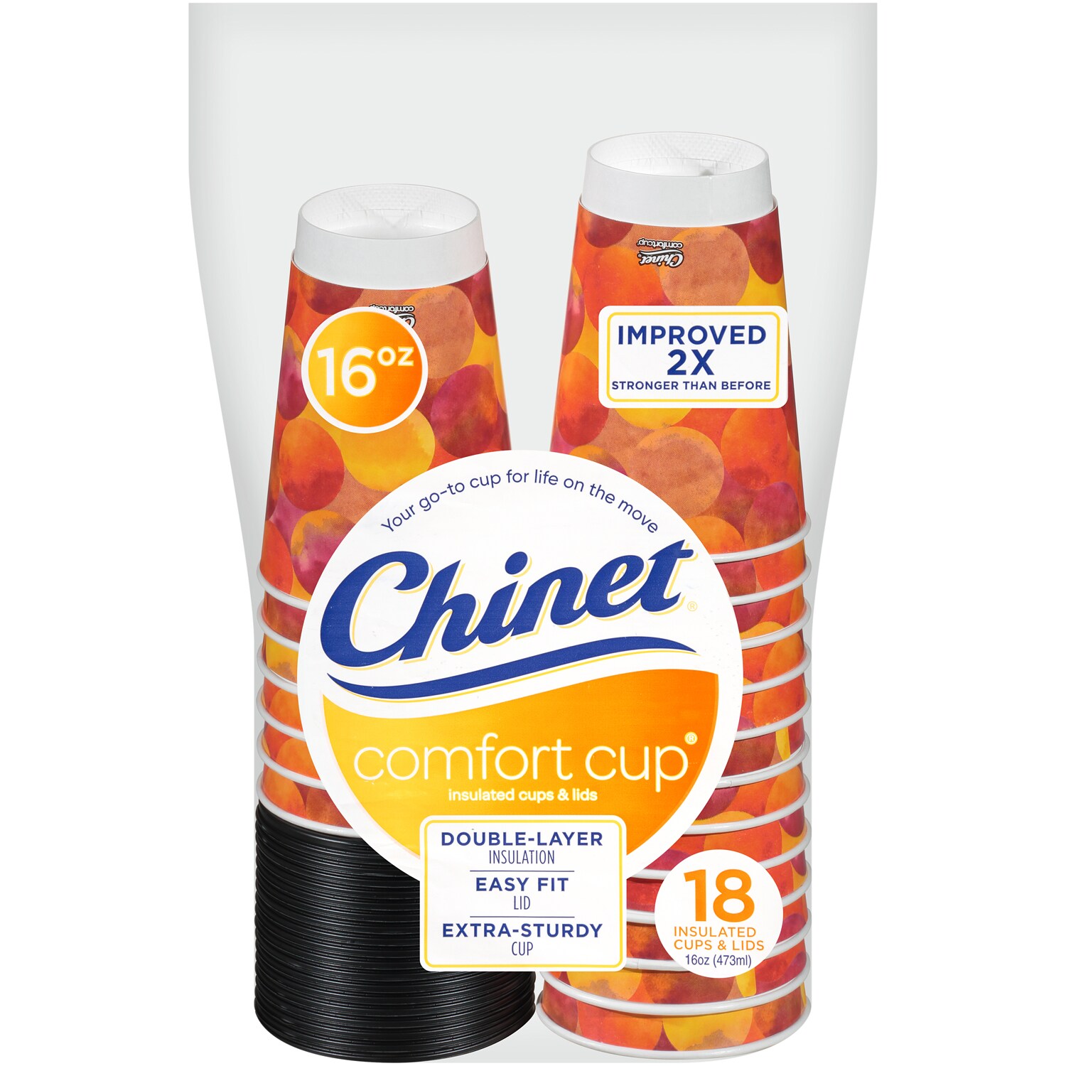 Chinet Comfort Cup with Lids, 16oz