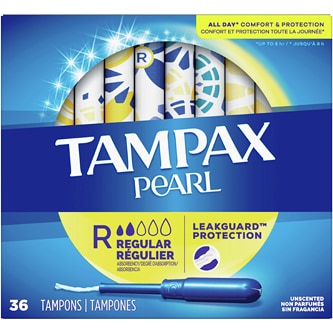 Tampax Pearl Plastic Tampons, Regular, Unscented