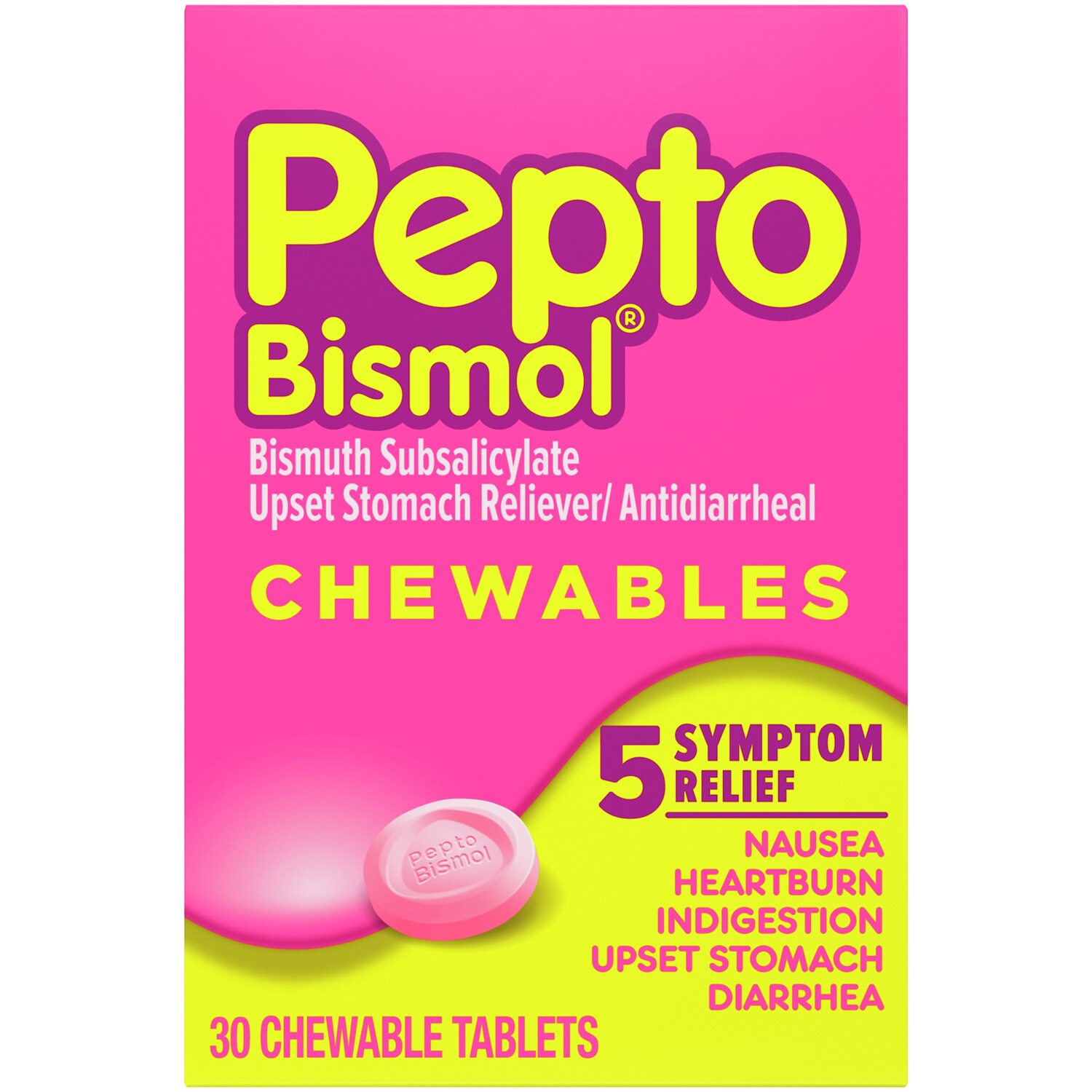 Pepto-Bismol 5 Symptom Digestive Relief Chewable Tablets