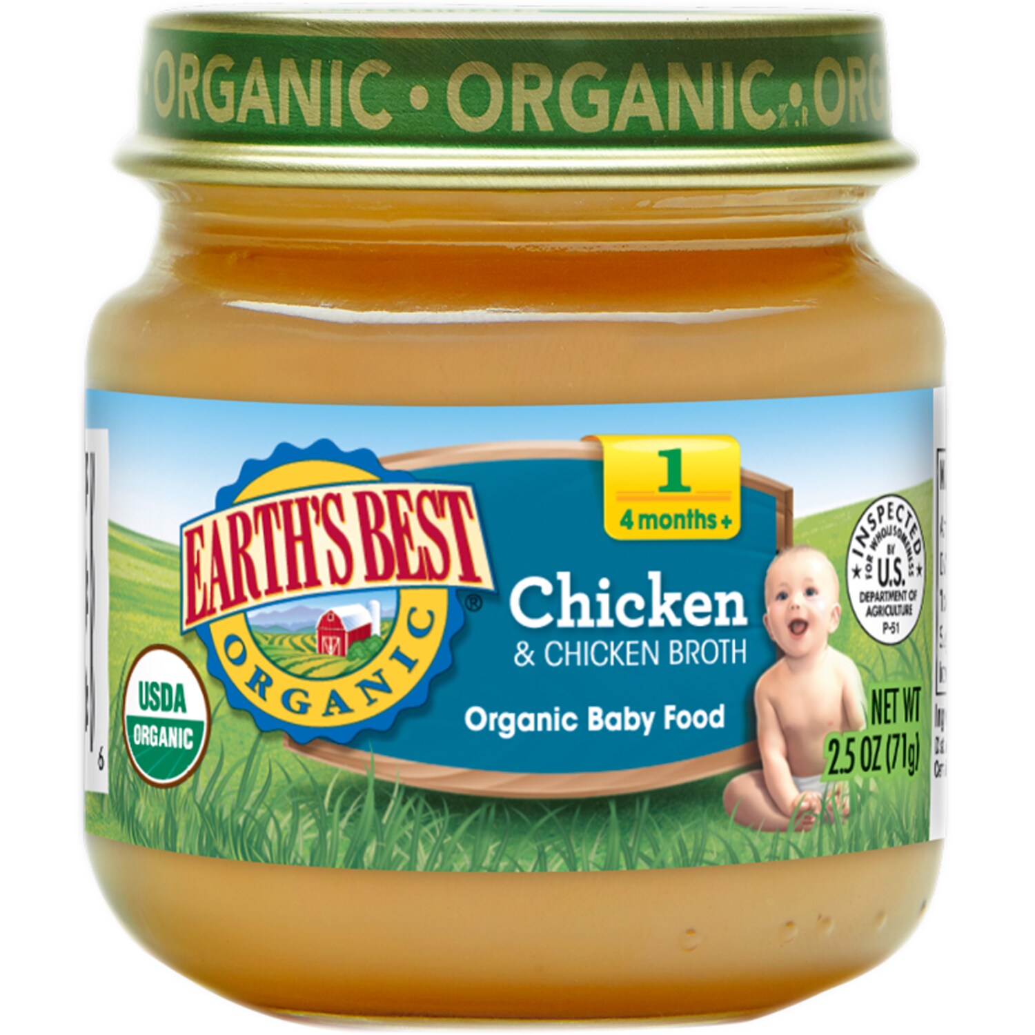 Earth's Best Stage 1 Organic Baby Food, Chicken & Chicken Broth