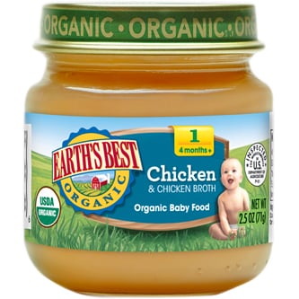 Earth's Best Stage 1 Organic Baby Food, Chicken & Chicken Broth
