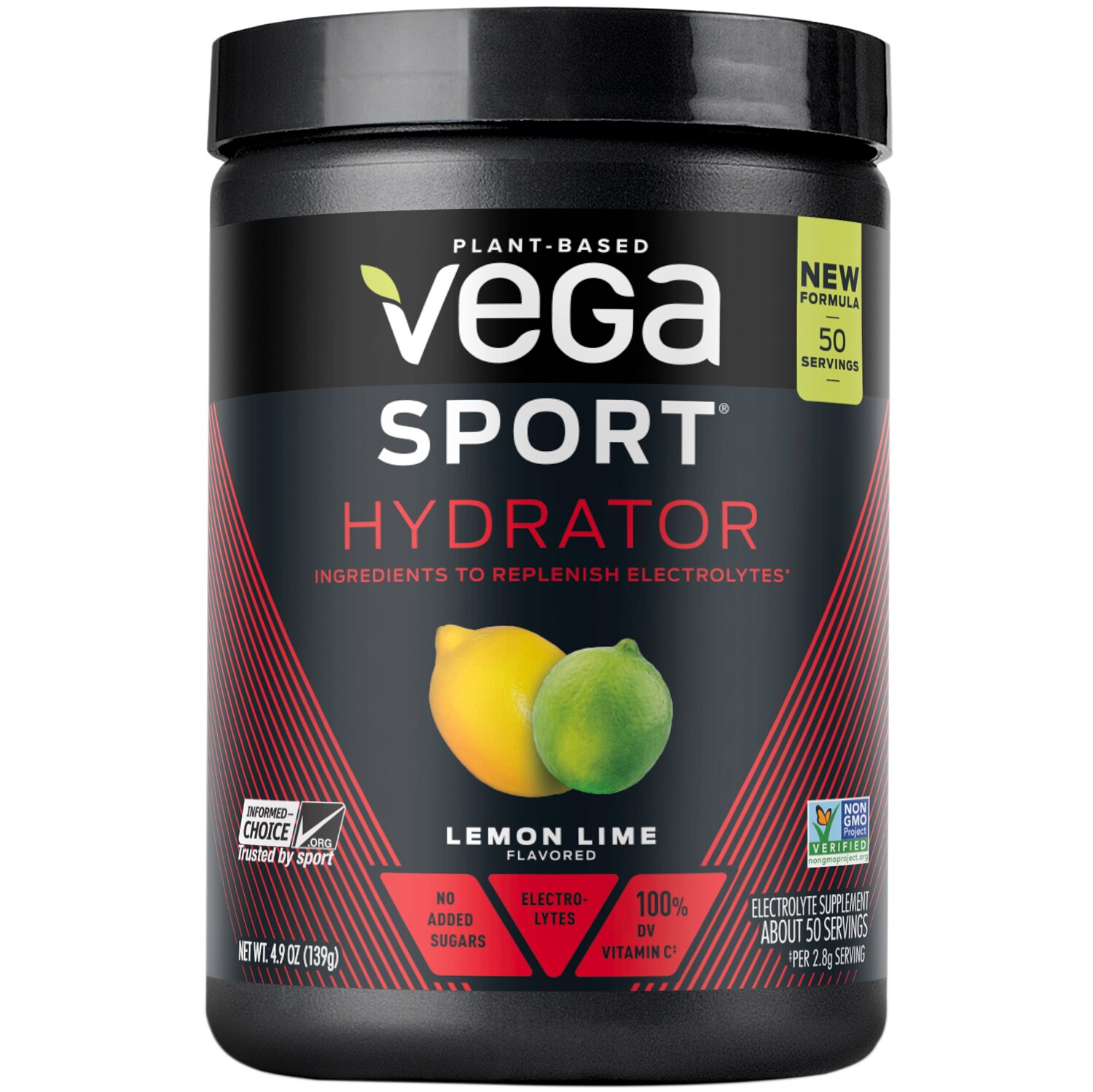 Vega Plant-Based Sport Hydrator Powder, Lemon Lime