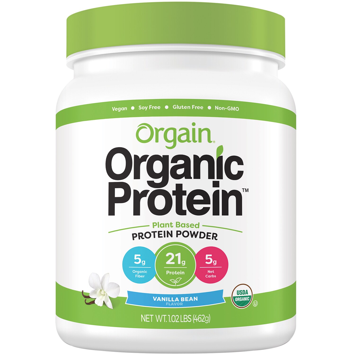 Orgain Organic Plant-Based Protein Powder, Vanilla Bean