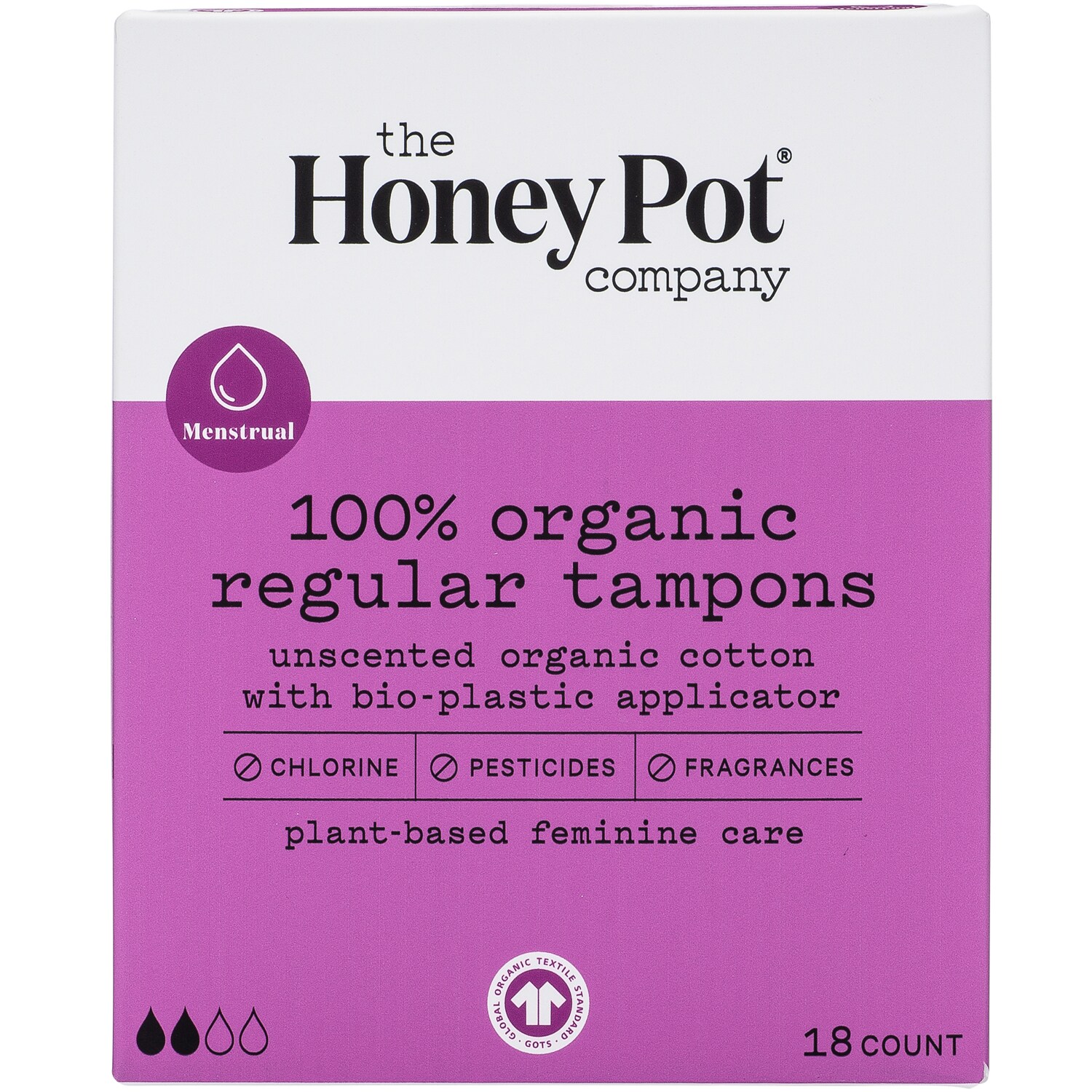 The Honey Pot Company 100% Organic Tampons, Regular