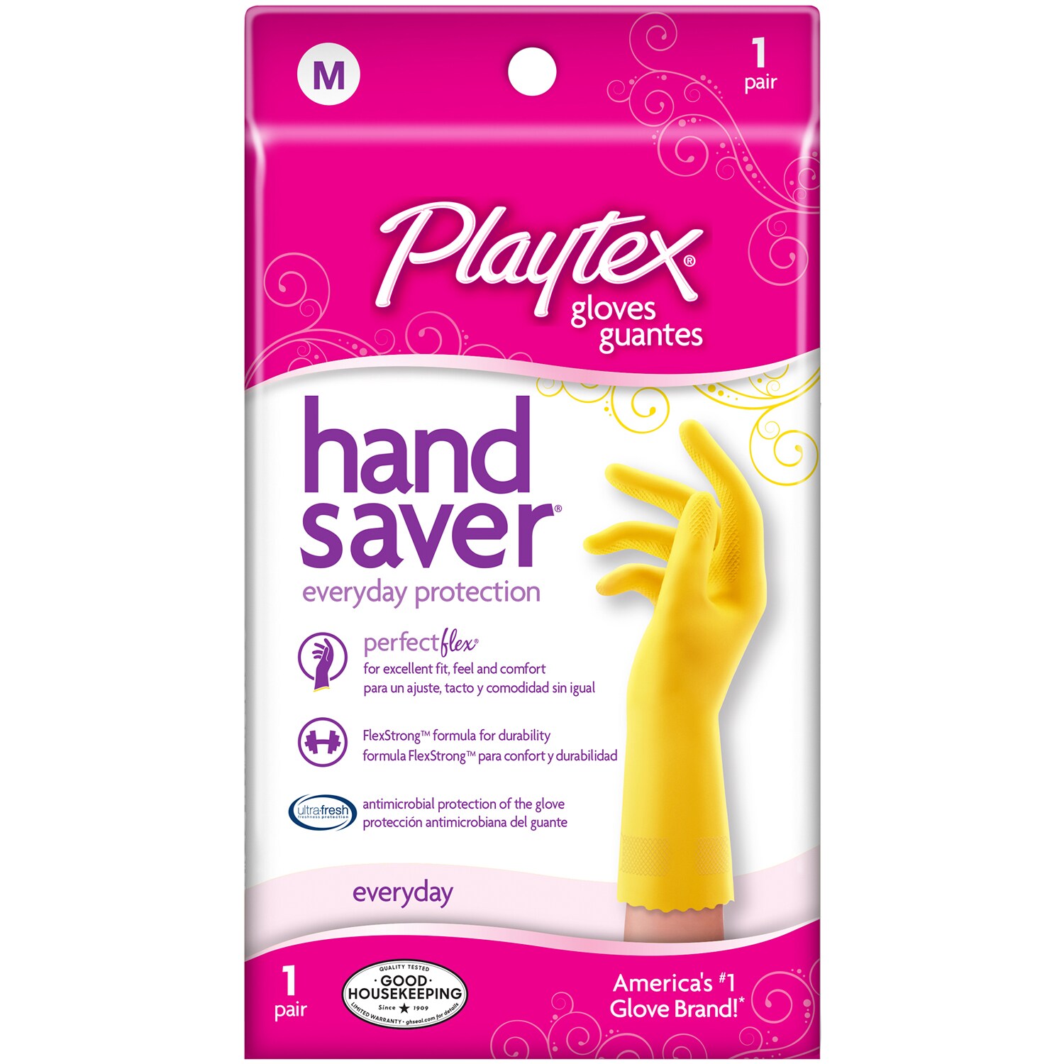 Playtex Hand Saver Rubber Gloves, Medium 