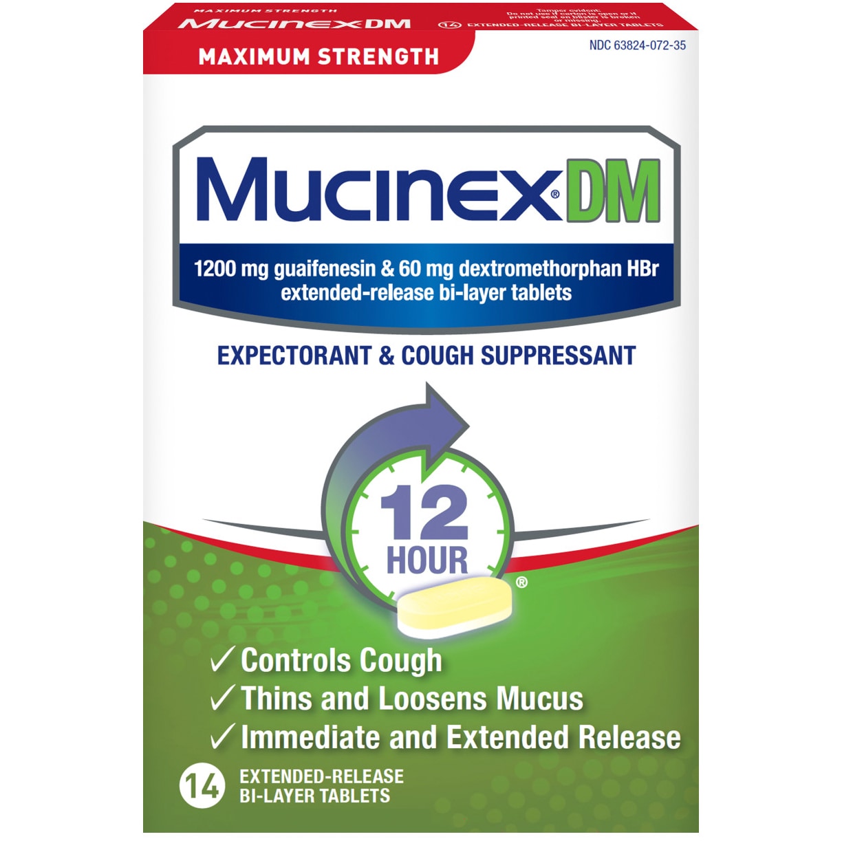 Mucinex DM Maximum Strength Expectorant and Cough Suppressant, Extended-Release Bi-Layer Tablets 
