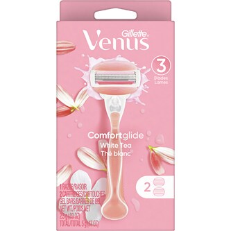 Gillette Venus ComfortGlide 2-in-1 Razor and Cartridges, White Tea