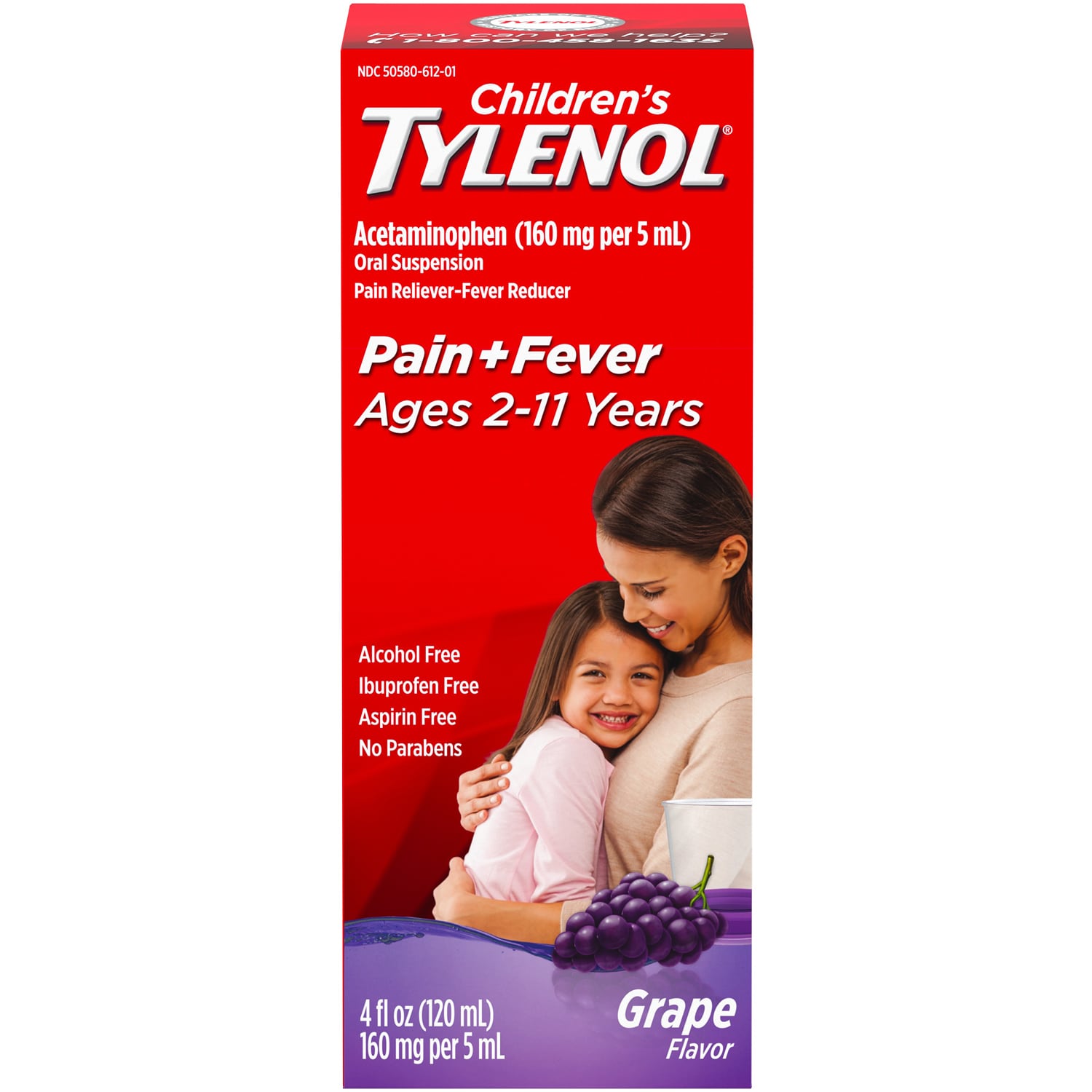 Tylenol Children's Pain + Fever Oral Suspension, Grape
