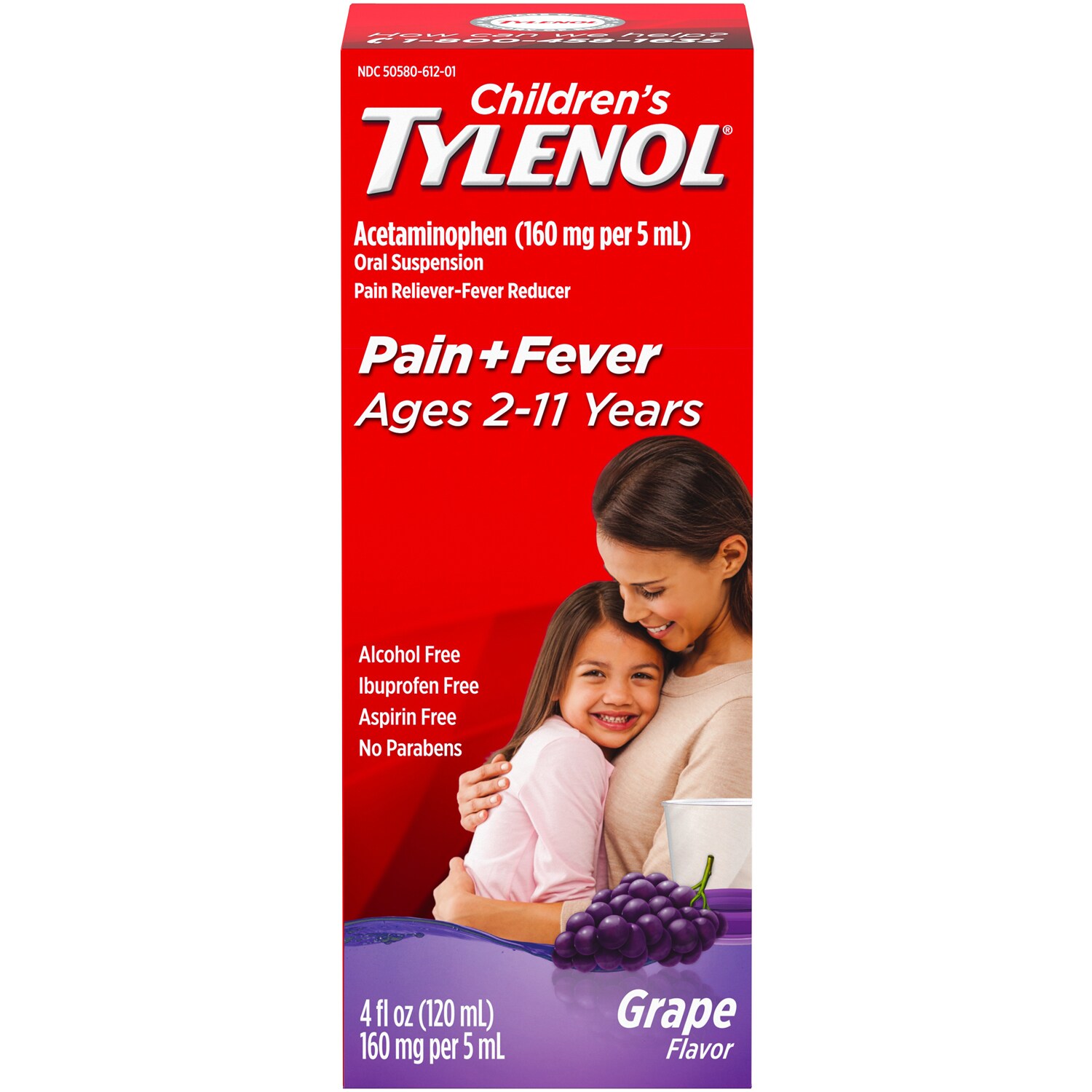 Tylenol Children's Pain + Fever Oral Suspension, Grape