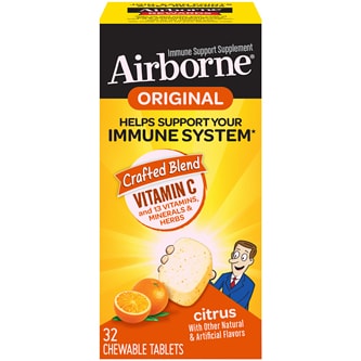 Airborne Chewable Tablets with Vitamin C, Citrus