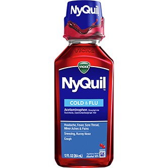 Vicks NyQuil Cold and Flu Nighttime Relief, Cherry Flavored