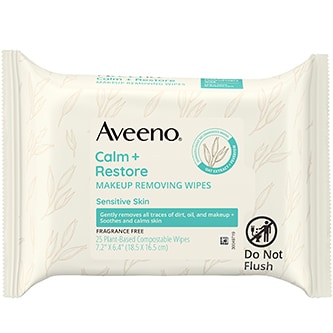 Aveeno Calm + Restore Makeup Removing Wipes, Fragrance-Free